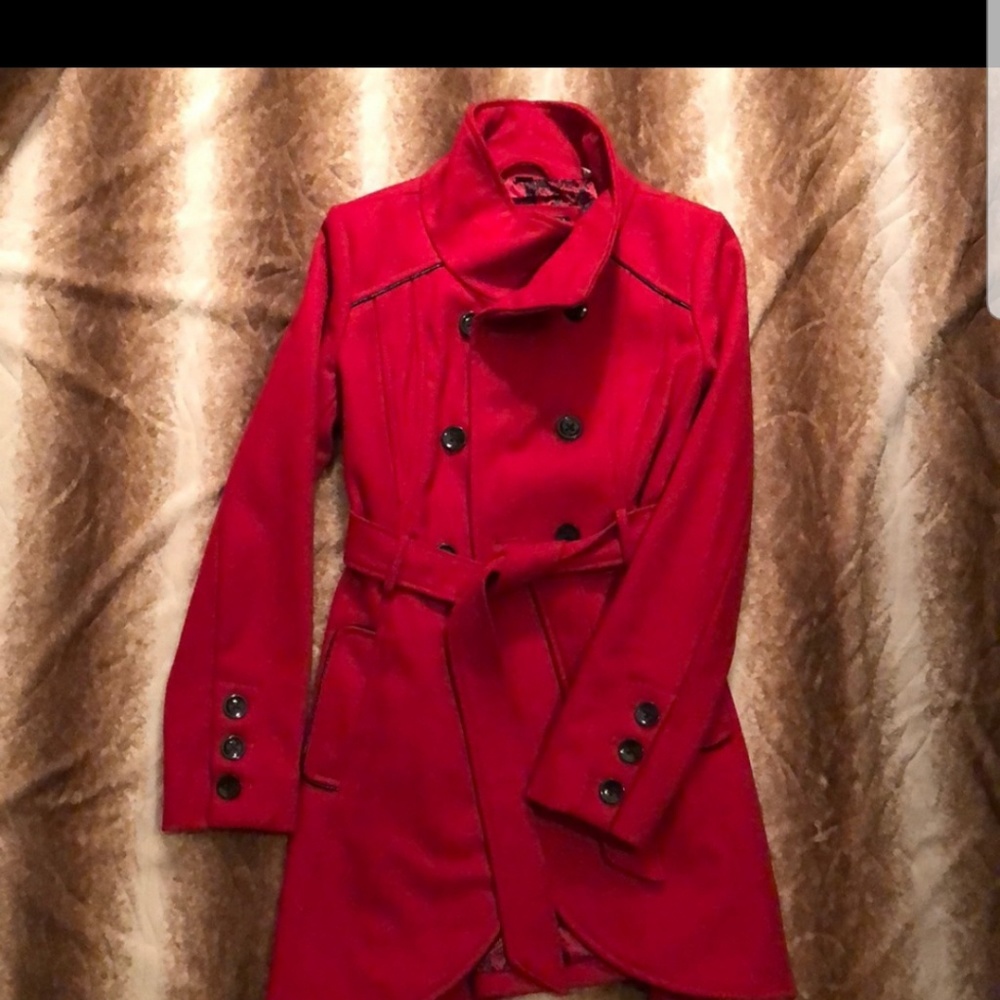 Guess red peacoat